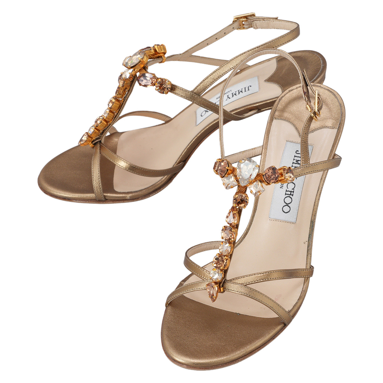 JIMMY CHOO(USED)지미추 스트랩 스톤 힐#36.5